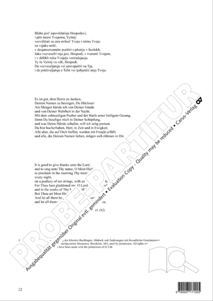 It is good to give thanks unto the Lord (Blaho jest' ispovedatisja Hospodevi) 4-Part scores gallery preview page 13