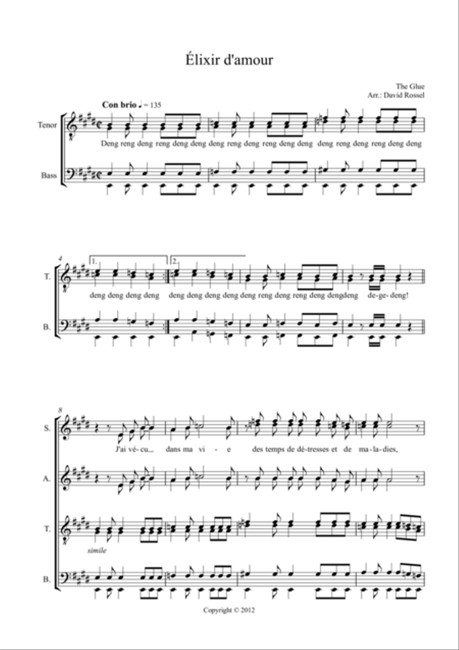 Elixir d'Amour Elixir d'Amour Choir scores gallery preview page 1