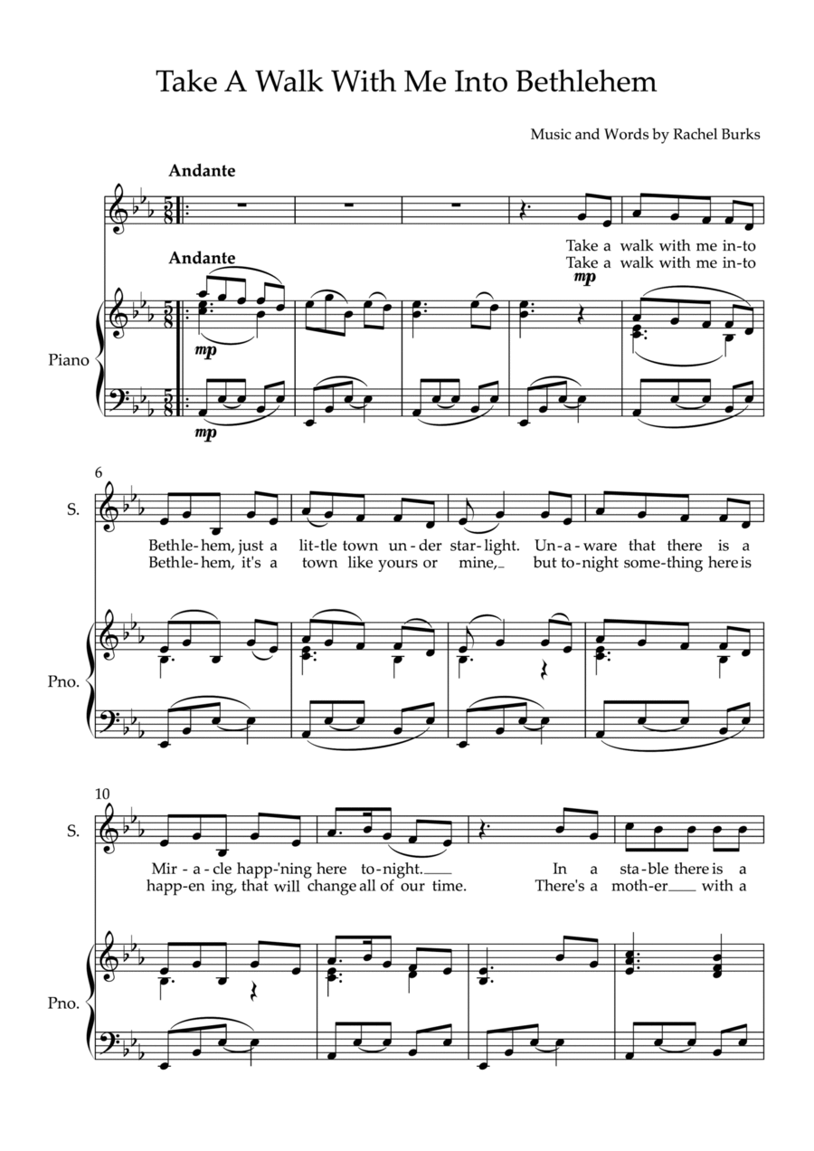 Take A Walk With Me Into Bethlehem Voice scores gallery preview page 1