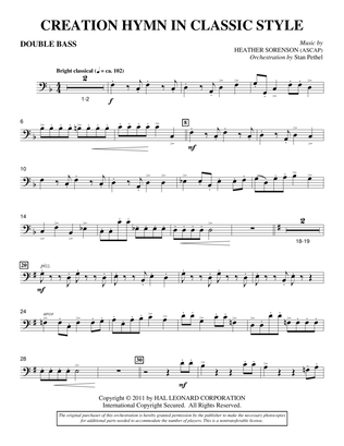 Creation Hymn In Classic Style - Double Bass