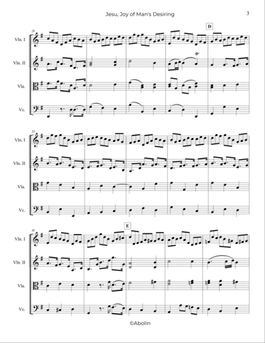 Bach: Jesu, Joy of Man's Desiring - String Quartet String Quartet scores gallery preview page 4