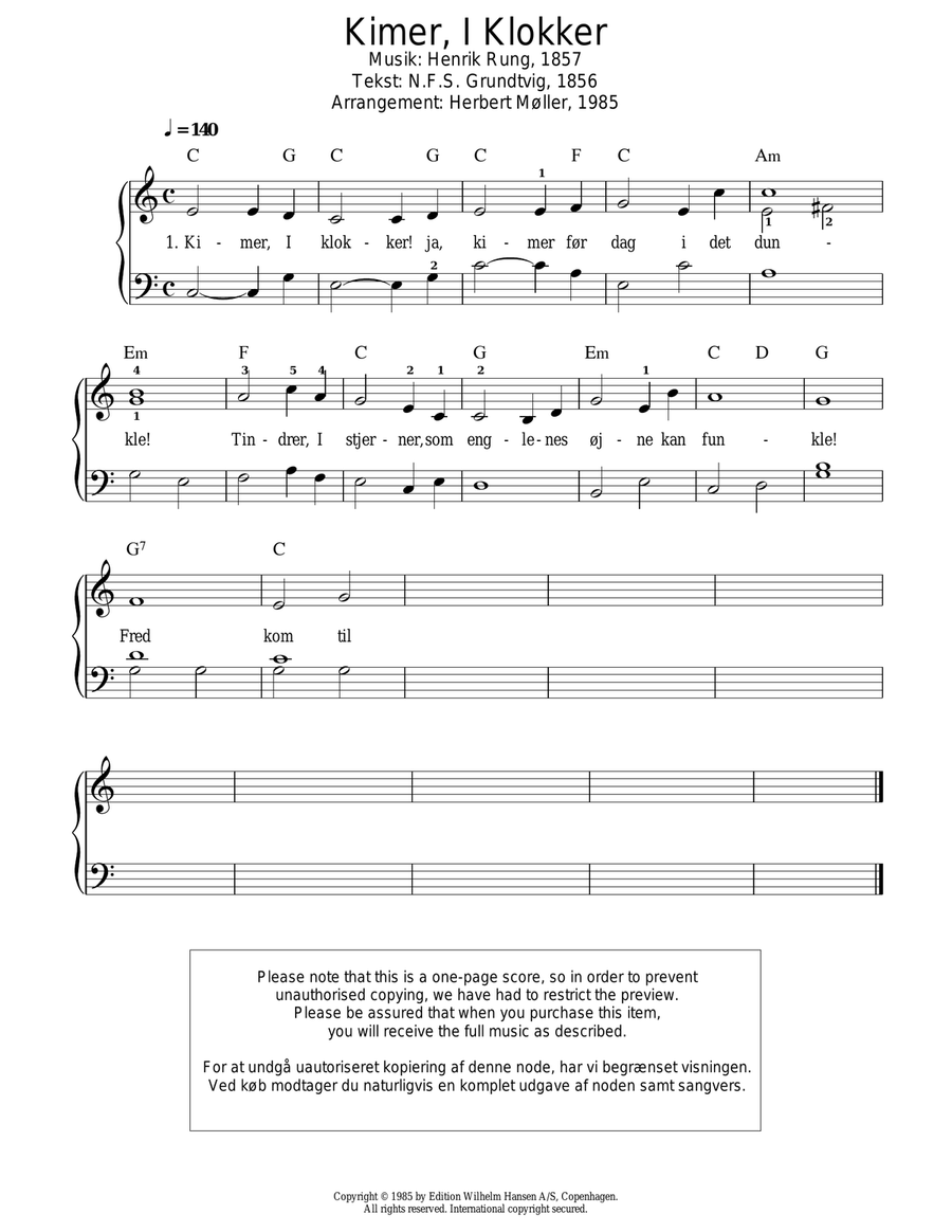 Kimer, I Klokker Kimer, I Klokker Piano Solo scores gallery preview page 1