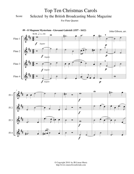 O Magnum Mysterium - Gabrieli - for flute quartet image number null