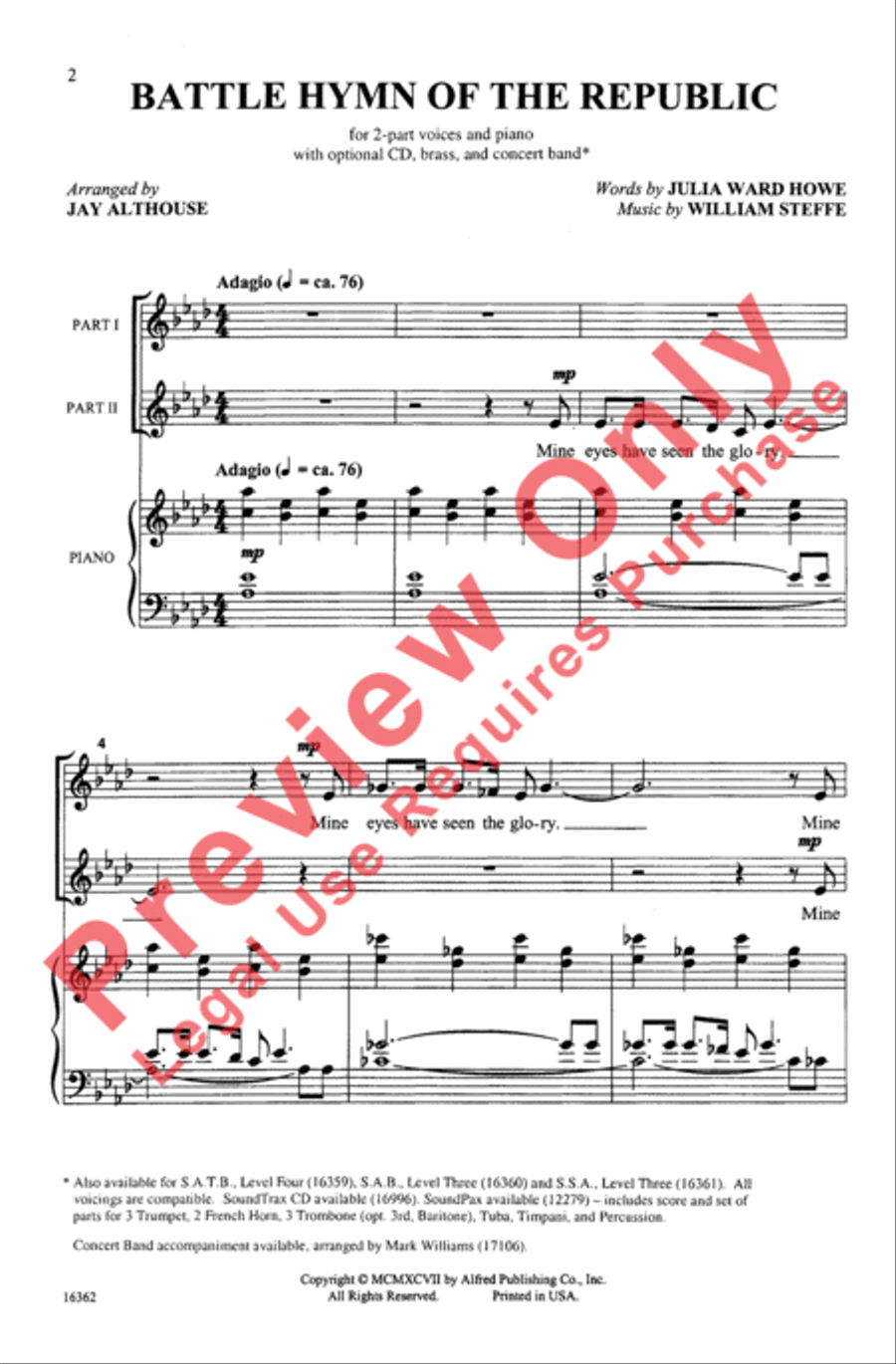 Battle Hymn of the Republic 2-Part scores gallery preview page 2