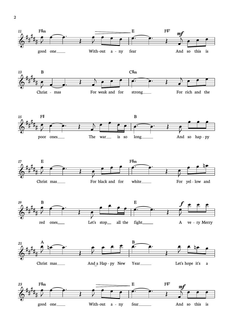 Happy Xmas (war Is Over) Acoustic Guitar scores gallery preview page 2