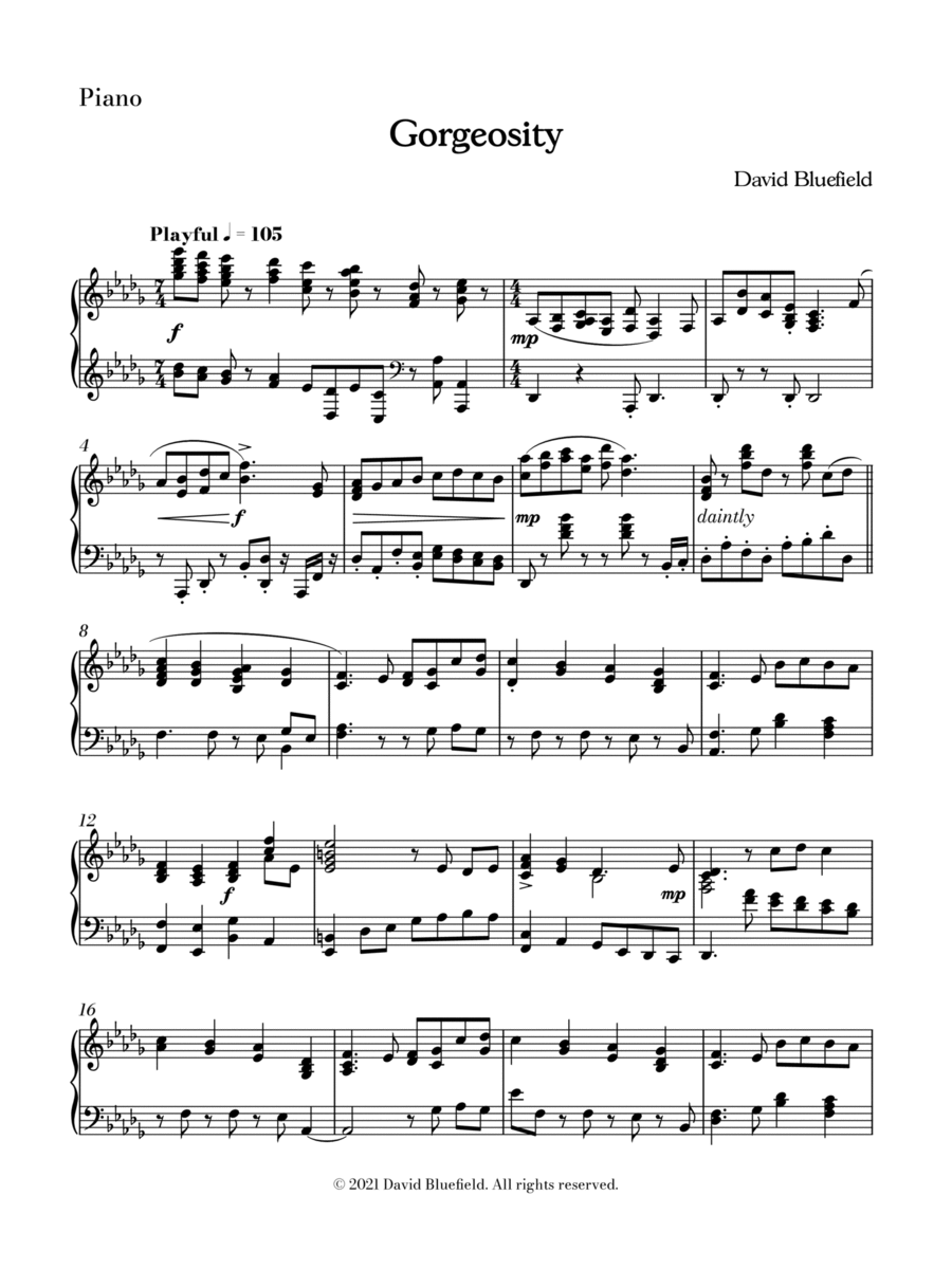 Gorgeosity Gorgeosity Piano Solo scores gallery preview page 1