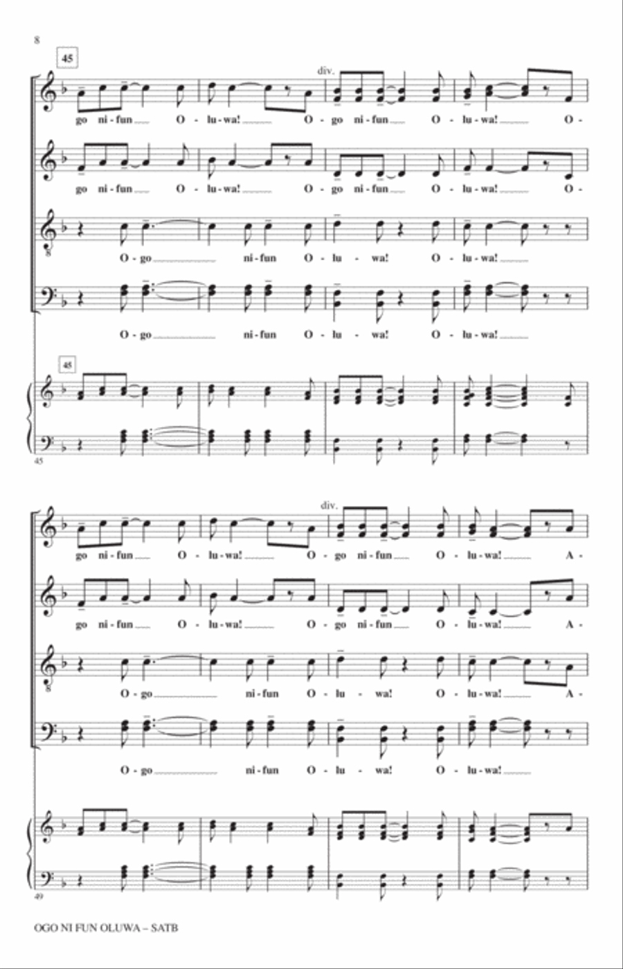 Ogo Ni Fun Oluwa! (Glory To God In The Highest!) 4-Part scores gallery preview page 6