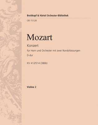 Book cover for Horn Concerto [No. 1] in D major K. 412/514 (386B)