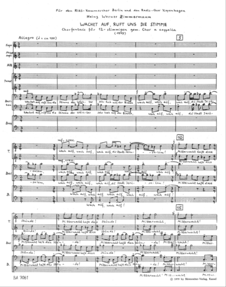 Wachet auf, ruft uns die Stimme (1979) Mixed Choir scores gallery preview page 2