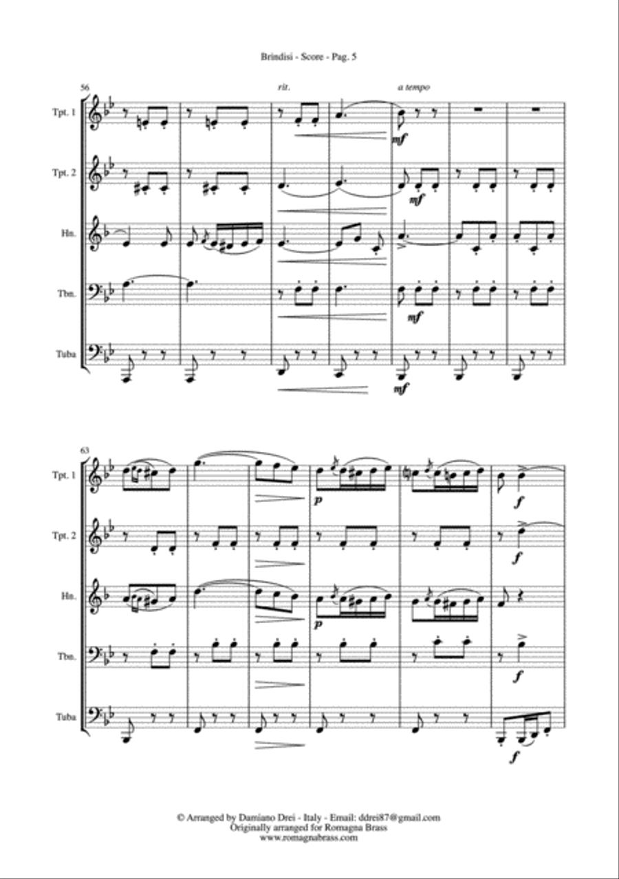 Brindisi from Traviata - Brass Quintet Brass Quintet scores gallery preview page 6