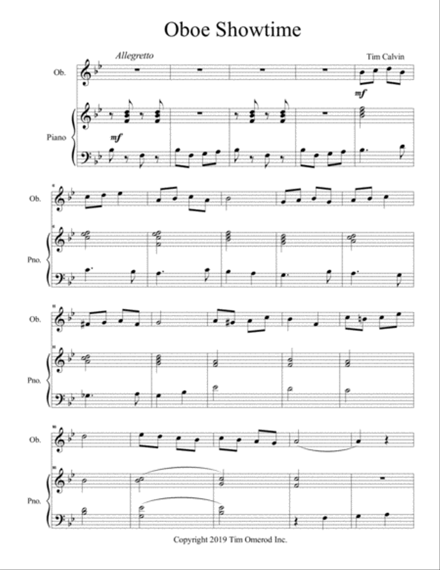 Oboe Showtime Oboe Solo scores gallery preview page 2
