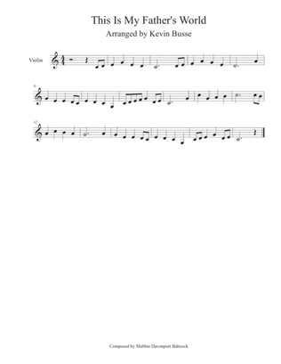 Book cover for This Is My Father's World (Easy key of C) - Violin