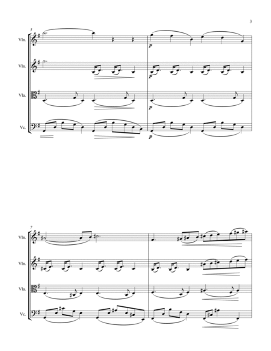 THE SWAN, LE CYGNE from 'Carnival of the Animals' for STRING QUARTET String Quartet scores gallery preview page 5