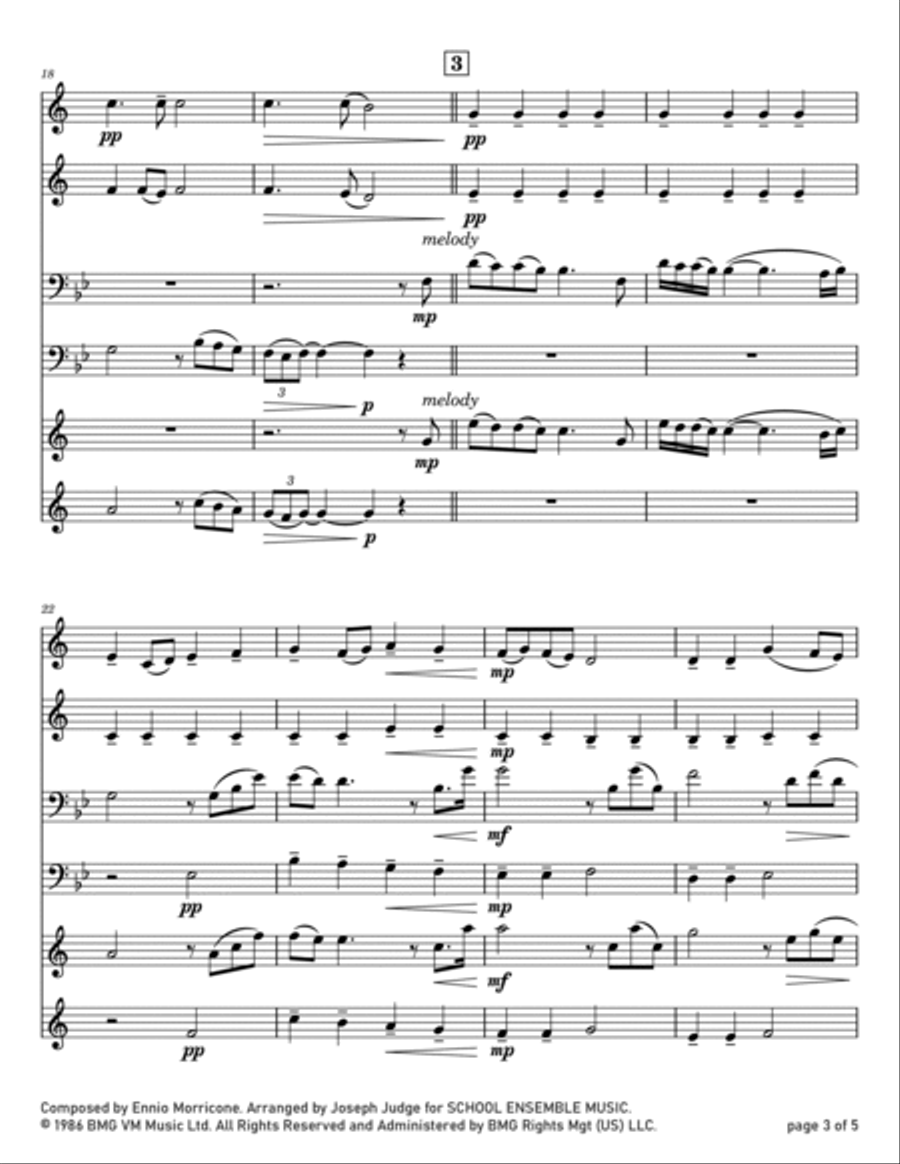 Gabriel's Oboe Gabriel's Oboe Brass Quartet scores gallery preview page 3