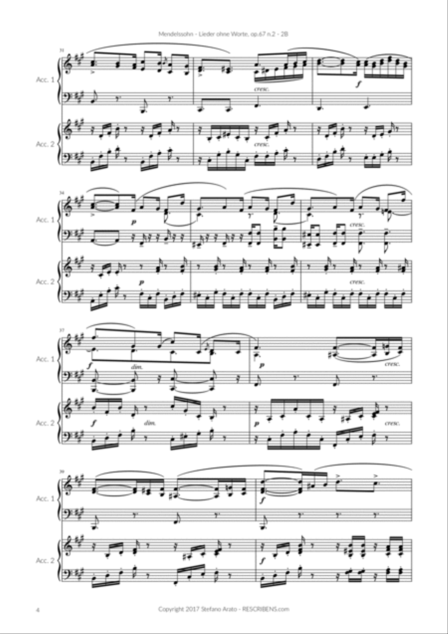 Lieder ohne Worte op.67 n.2 (2B) Accordion scores gallery preview page 6