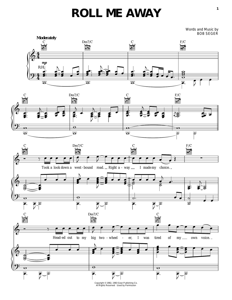 Roll Me Away Piano, Vocal, Guitar scores gallery preview page 1