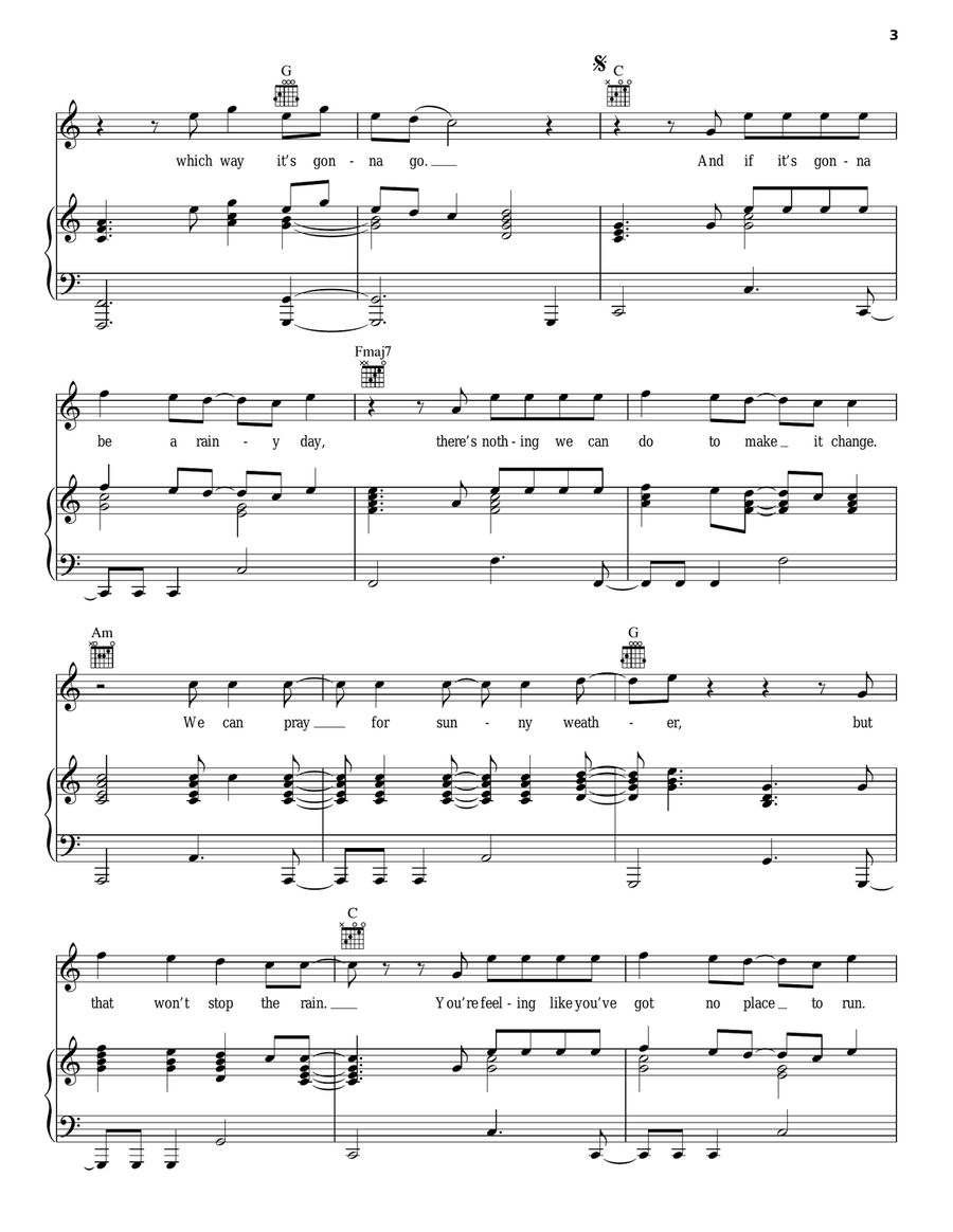 Please Don't Stop The Rain Piano, Vocal, Guitar scores gallery preview page 3