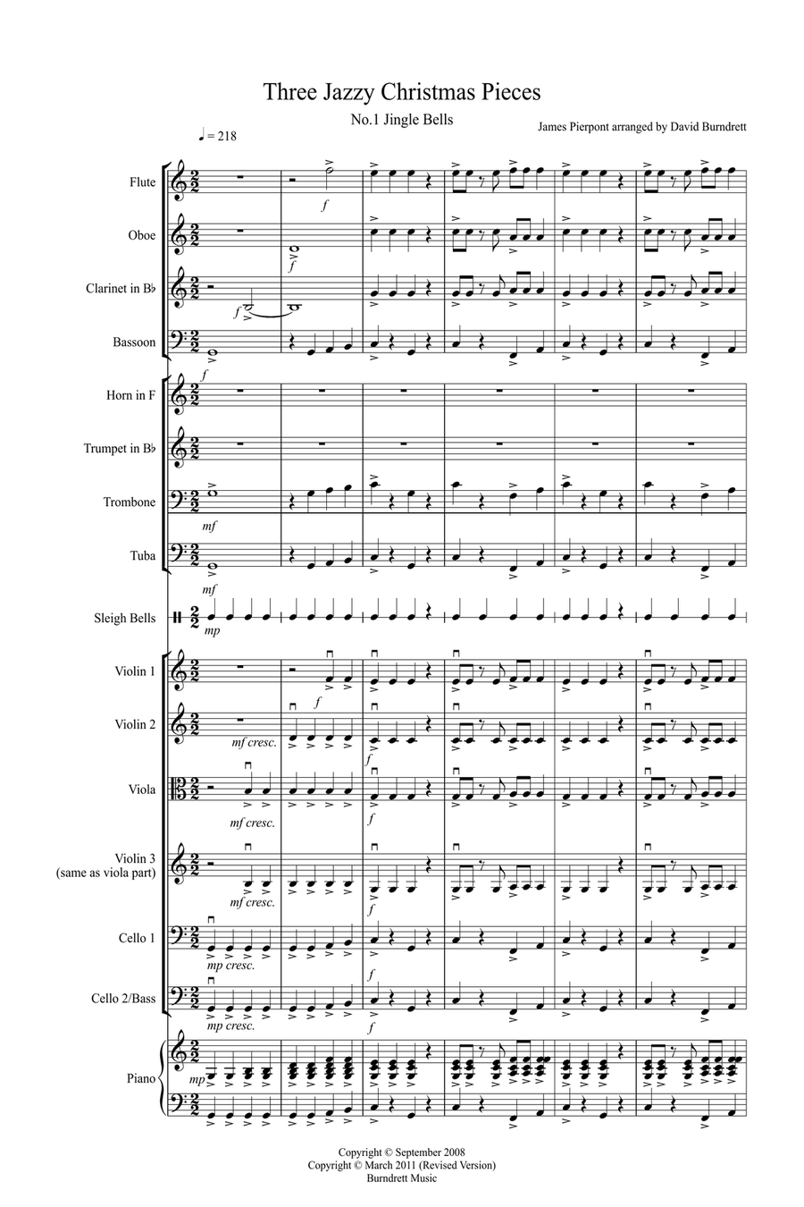 3 Jazzy Christmas Pieces for School Orchestra Full Orchestra scores gallery preview page 1