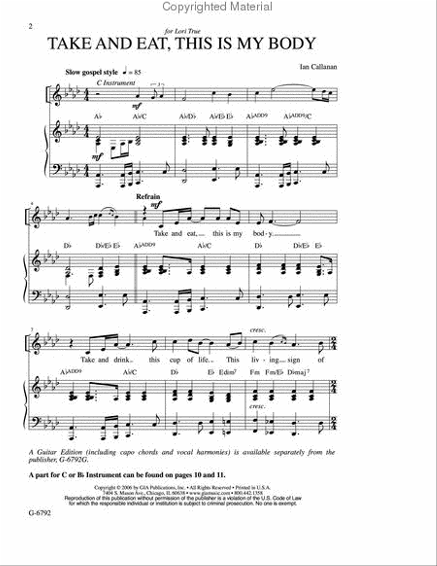 Take and Eat, This Is My Body 4-Part scores gallery preview page 2