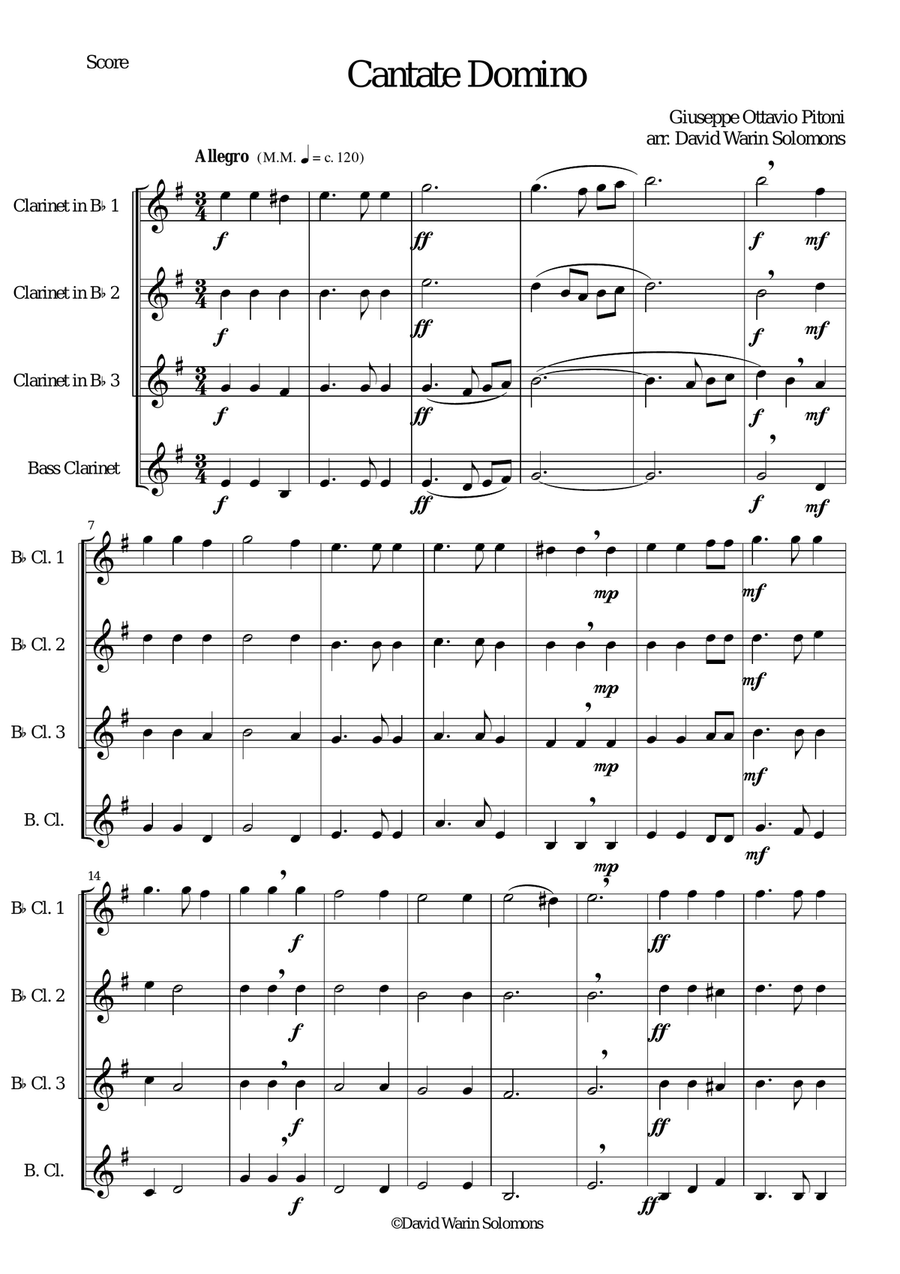 Cantate Domino for clarinet quartet Clarinet Quartet scores gallery preview page 1