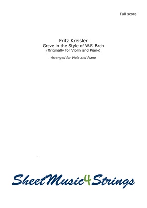 Book cover for Kreisler, F. - Grave for Viola and Piano