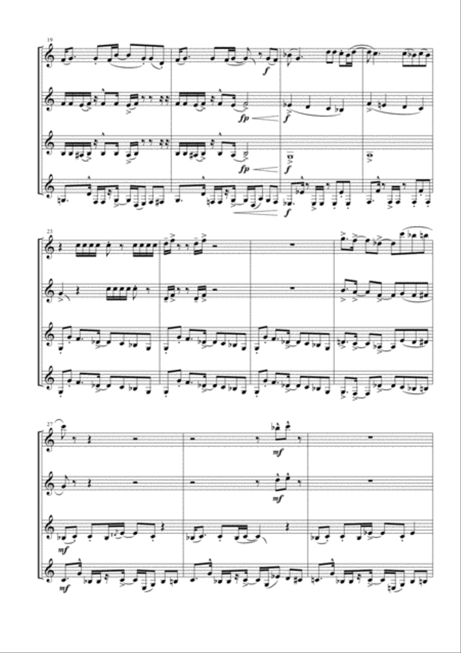 Welcome To The Jungle Woodwind Quartet scores gallery preview page 5