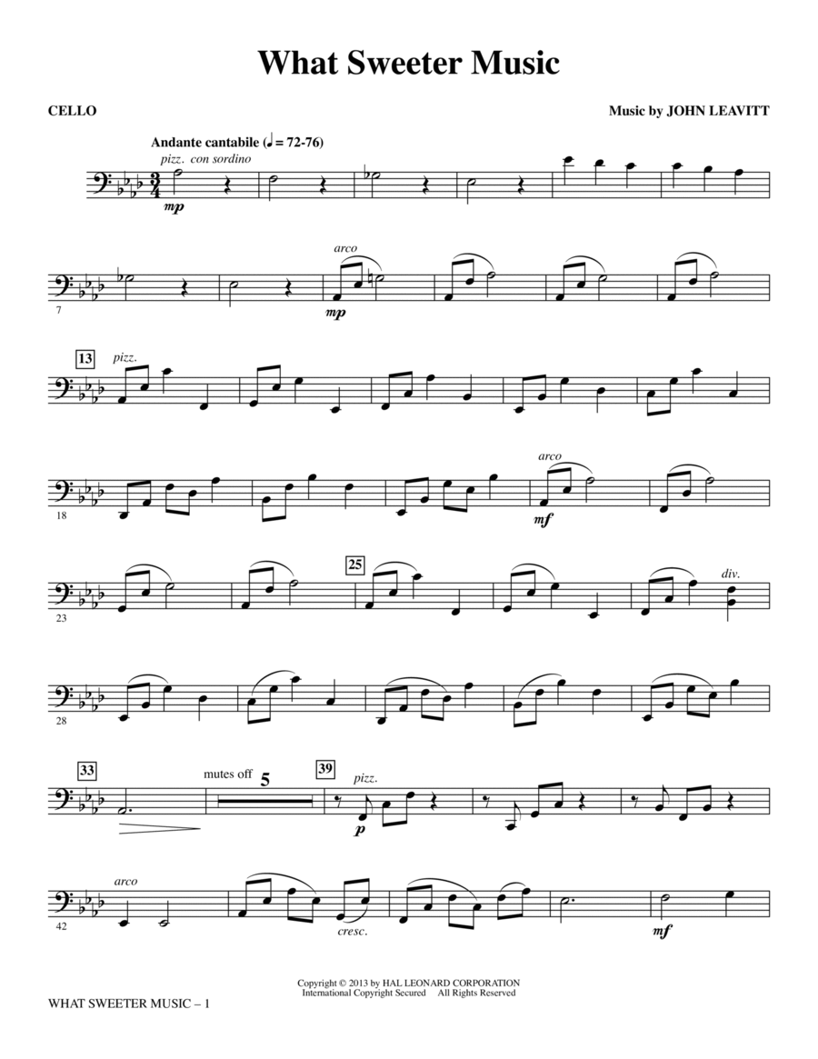 What Sweeter Music - Cello Choir scores gallery preview page 1