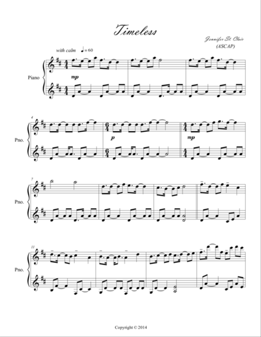 Timeless Piano Solo scores gallery preview page 1
