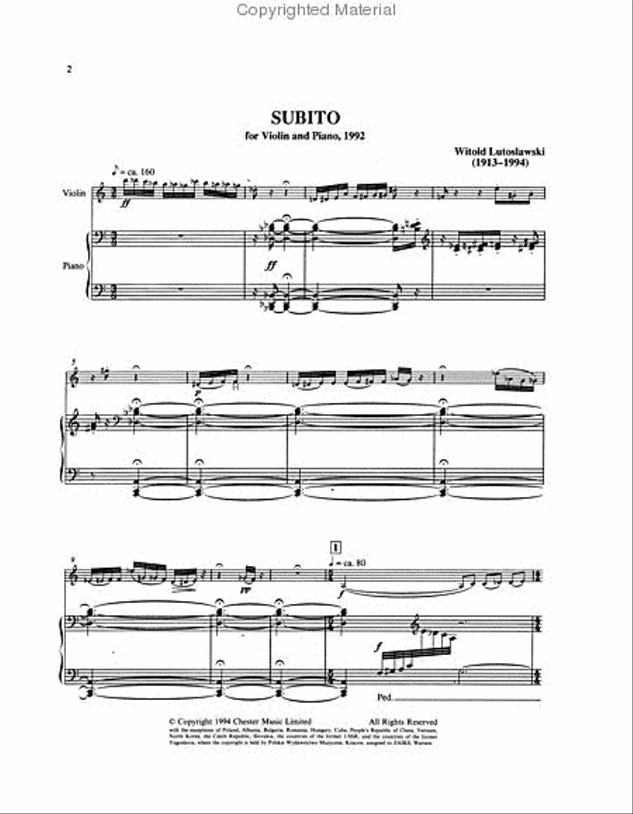 Subito for Violin and Piano