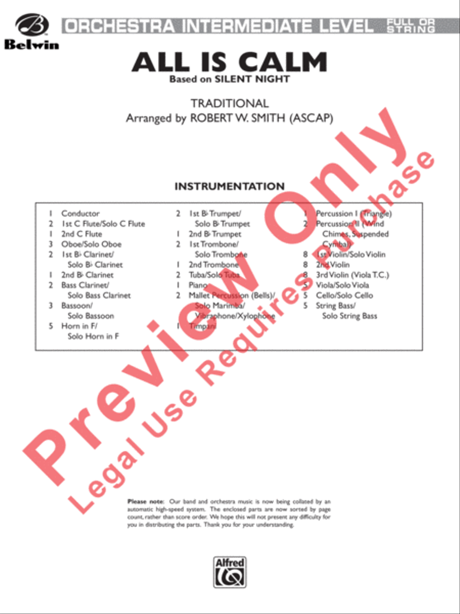All Is Calm (Based on Silent Night) Full Orchestra scores gallery preview page 2