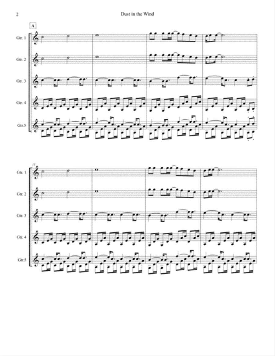 Dust In The Wind Guitar Ensemble scores gallery preview page 3
