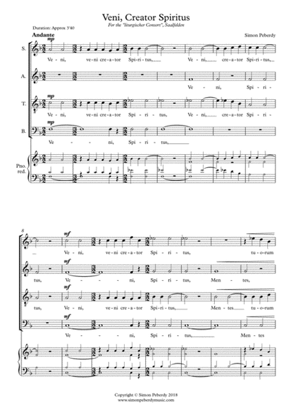 Veni Creator Spiritus, an anthem (SATB) for Pentecost by Simon Peberdy image number null