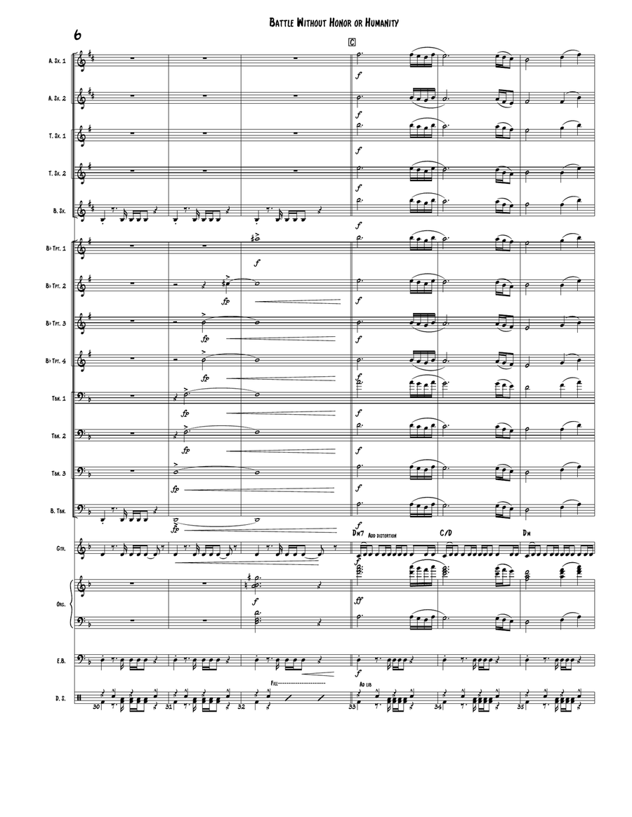 Battle Without Honor Or Humanity Jazz Ensemble scores gallery preview page 6