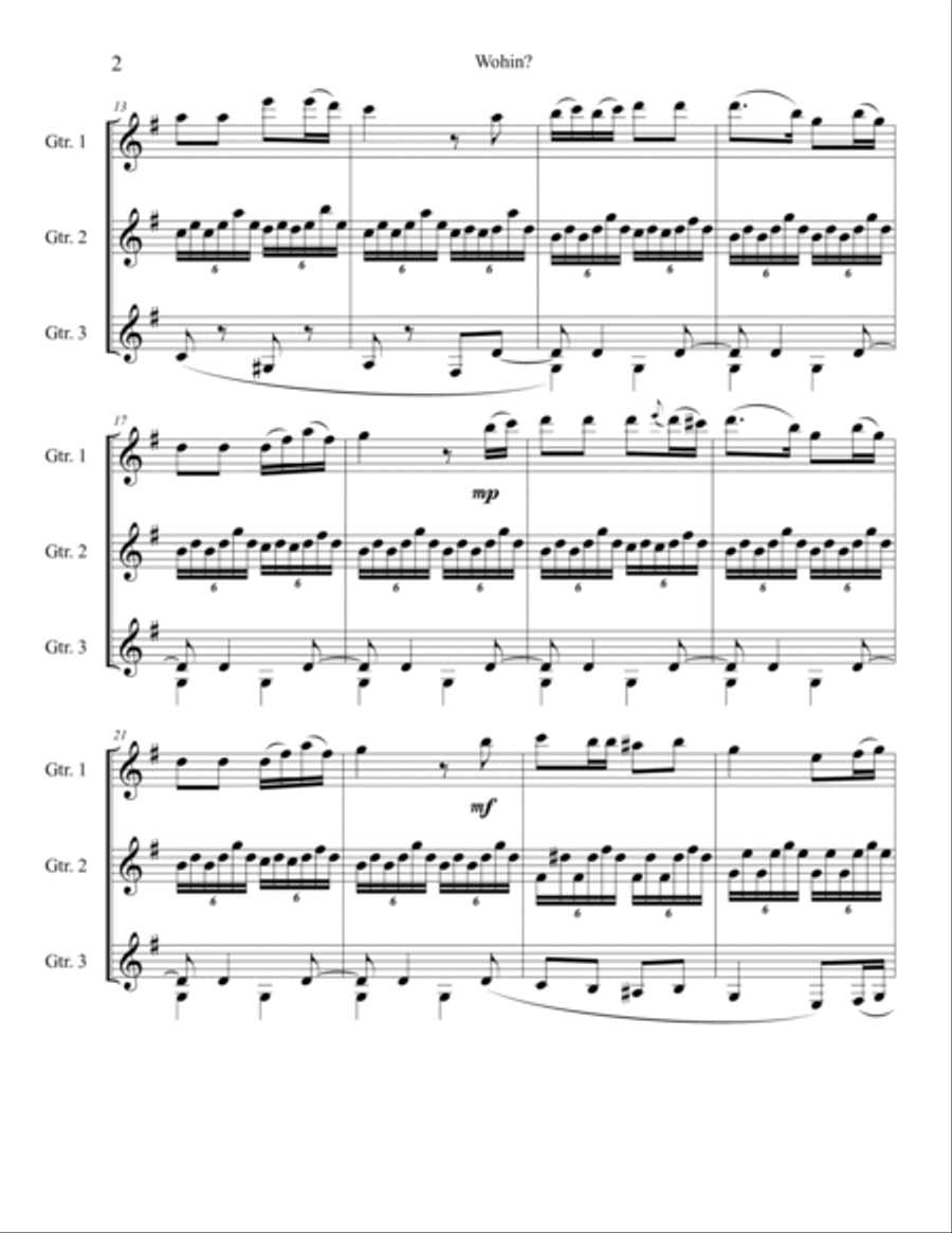 Wohin? Guitar Ensemble scores gallery preview page 2