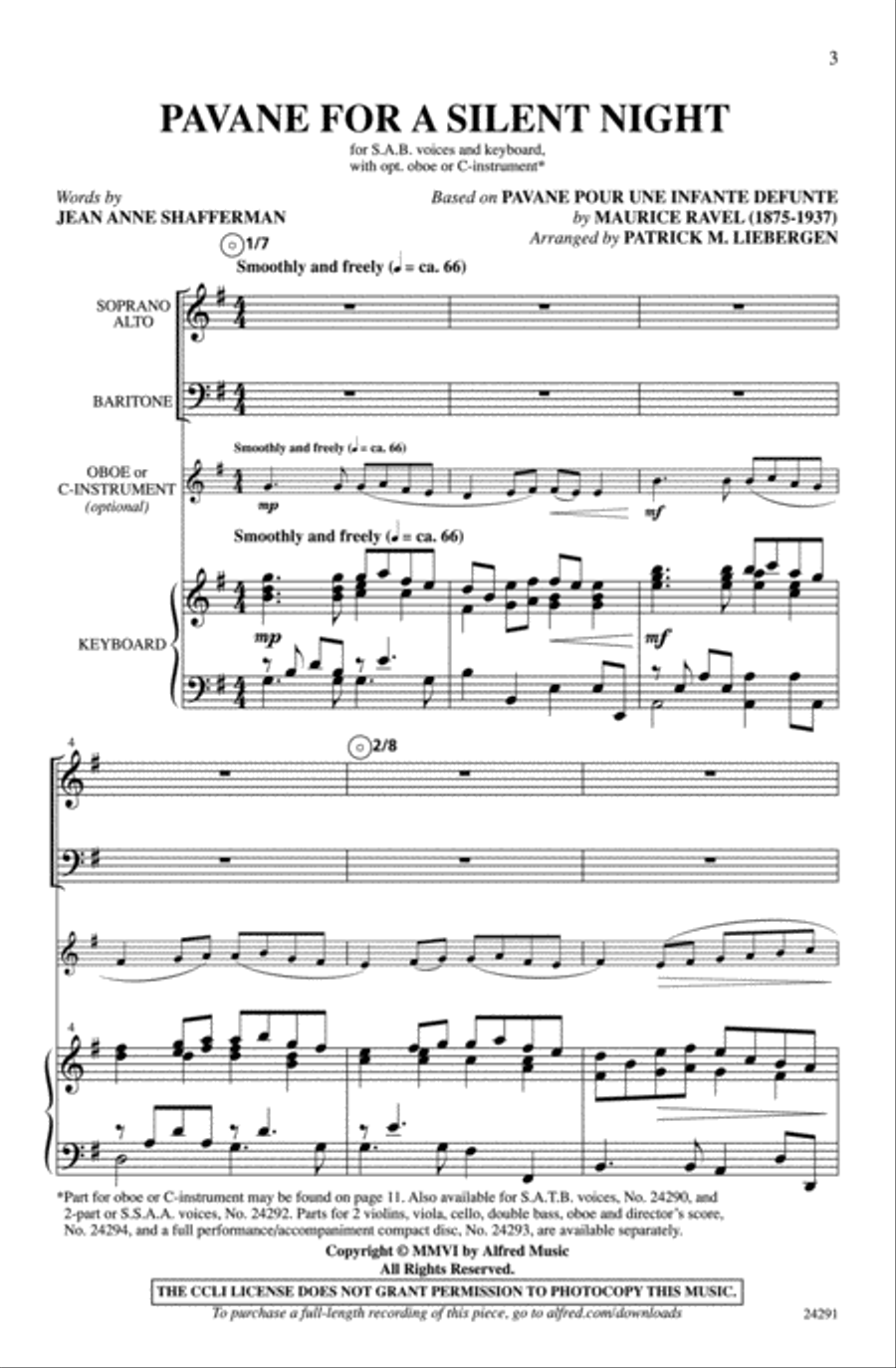 Pavane for a Silent Night 3-Part scores gallery preview page 2
