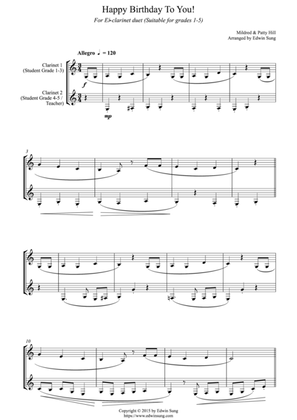Happy Birthday To You! (for Eb-clarinet duet, suitable for grades 1-5)