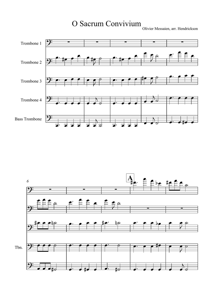 O Sacrum Convivium! O Sacrum Convivium! Brass Quintet scores gallery preview page 1