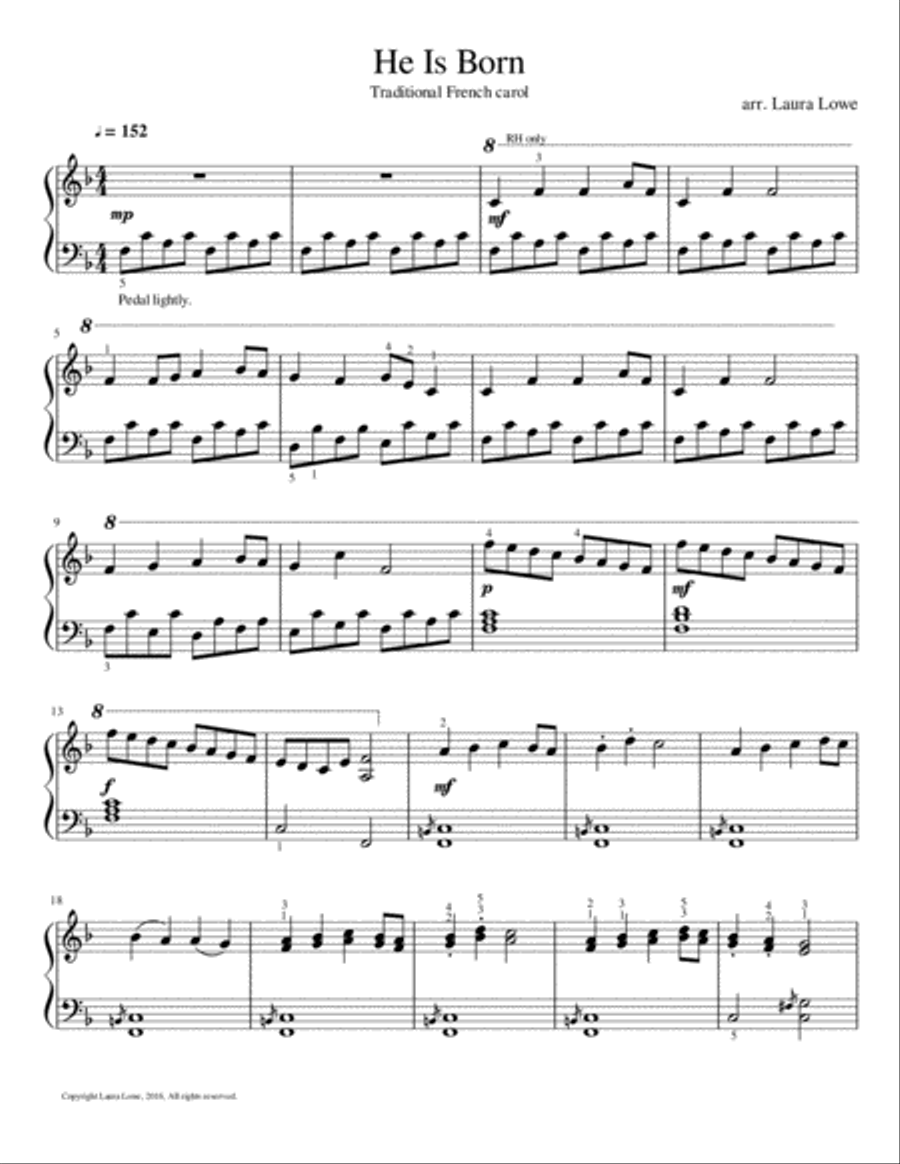 He Is Born He Is Born Piano Solo scores gallery preview page 1