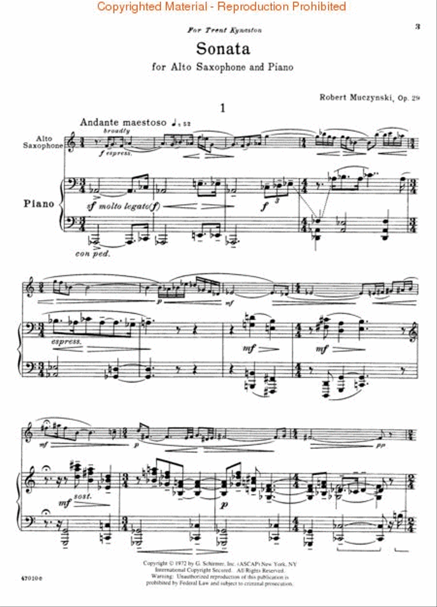 Sonata, Op. 29 Alto Saxophone scores gallery preview page 3