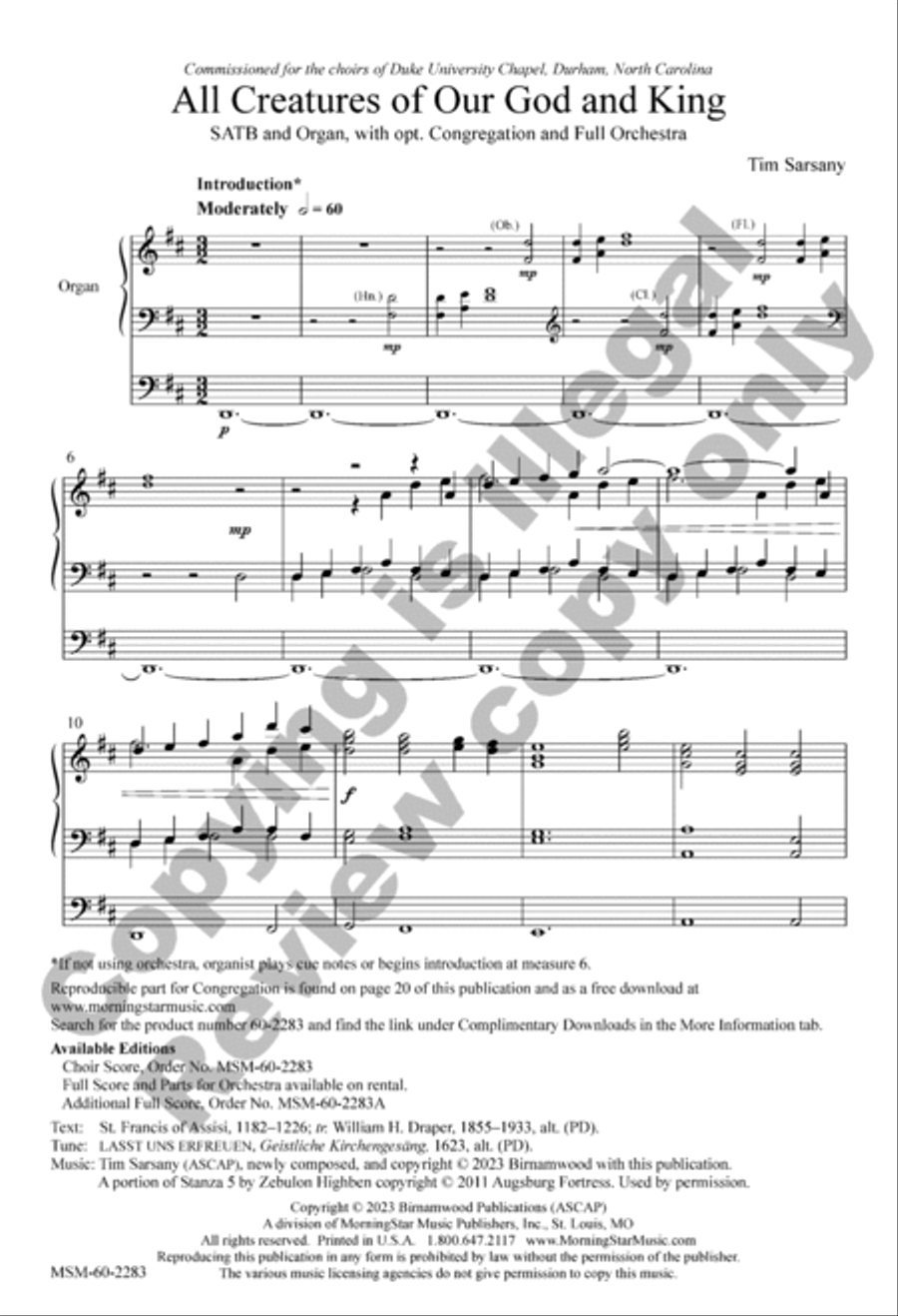 All Creatures of Our God and King (Choral Score) 4-Part scores gallery preview page 2
