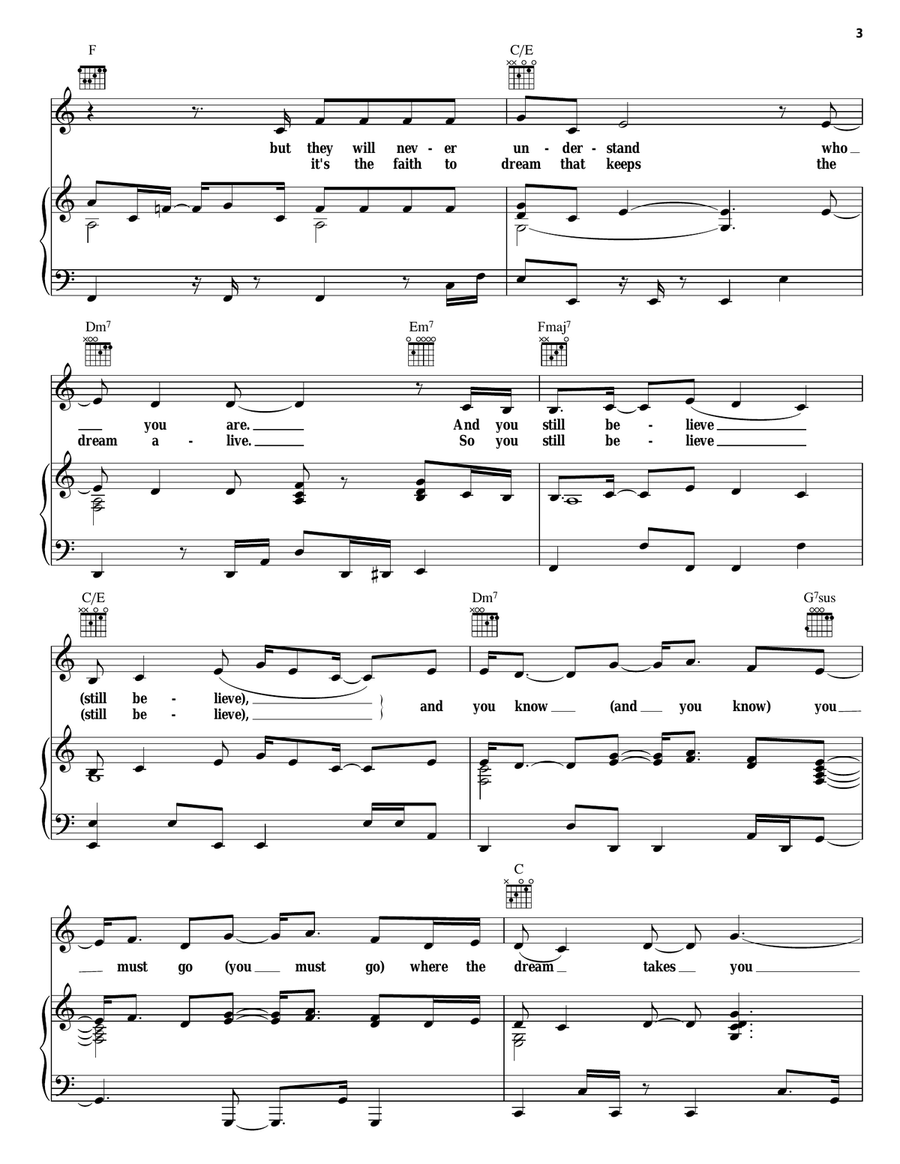 Where The Dream Takes You Piano, Vocal, Guitar scores gallery preview page 3