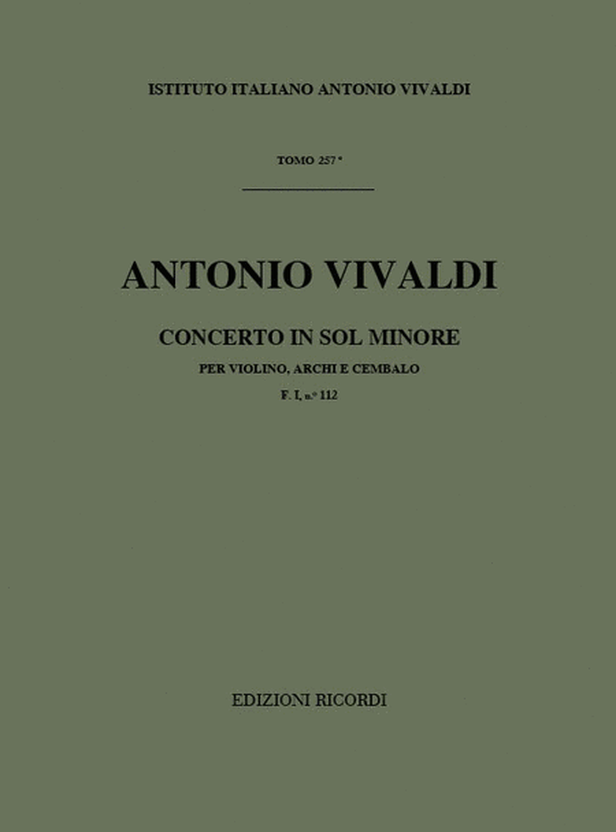 Concerto Per Violino, Archi E BC In Sol Min Rv 327
