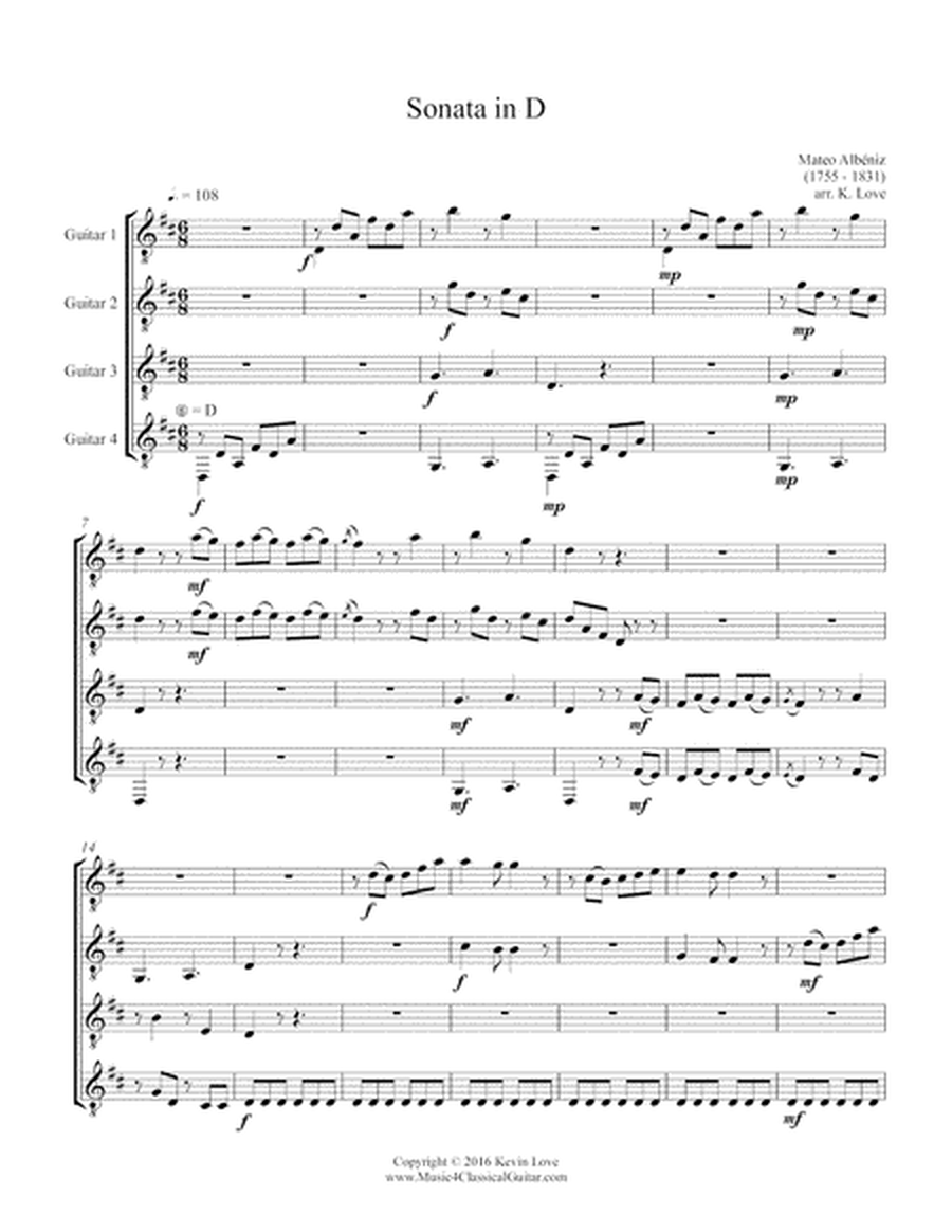 Sonata in D (Guitar Quartet) - Score and Parts image number null