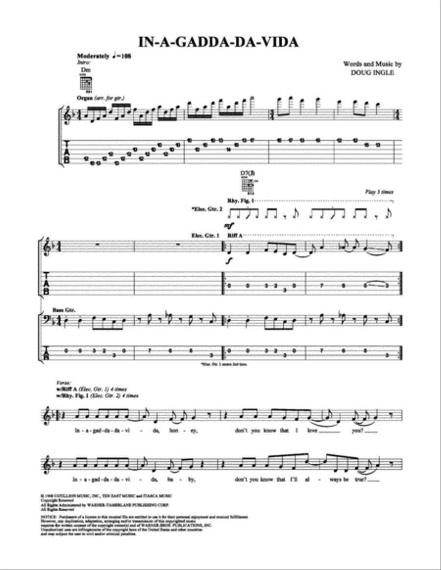 In-A-Gadda-Da-Vida Electric Guitar scores gallery preview page 1