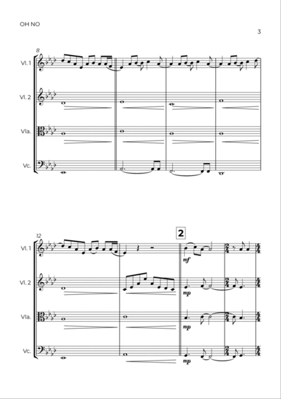 Oh No String Quartet scores gallery preview page 3