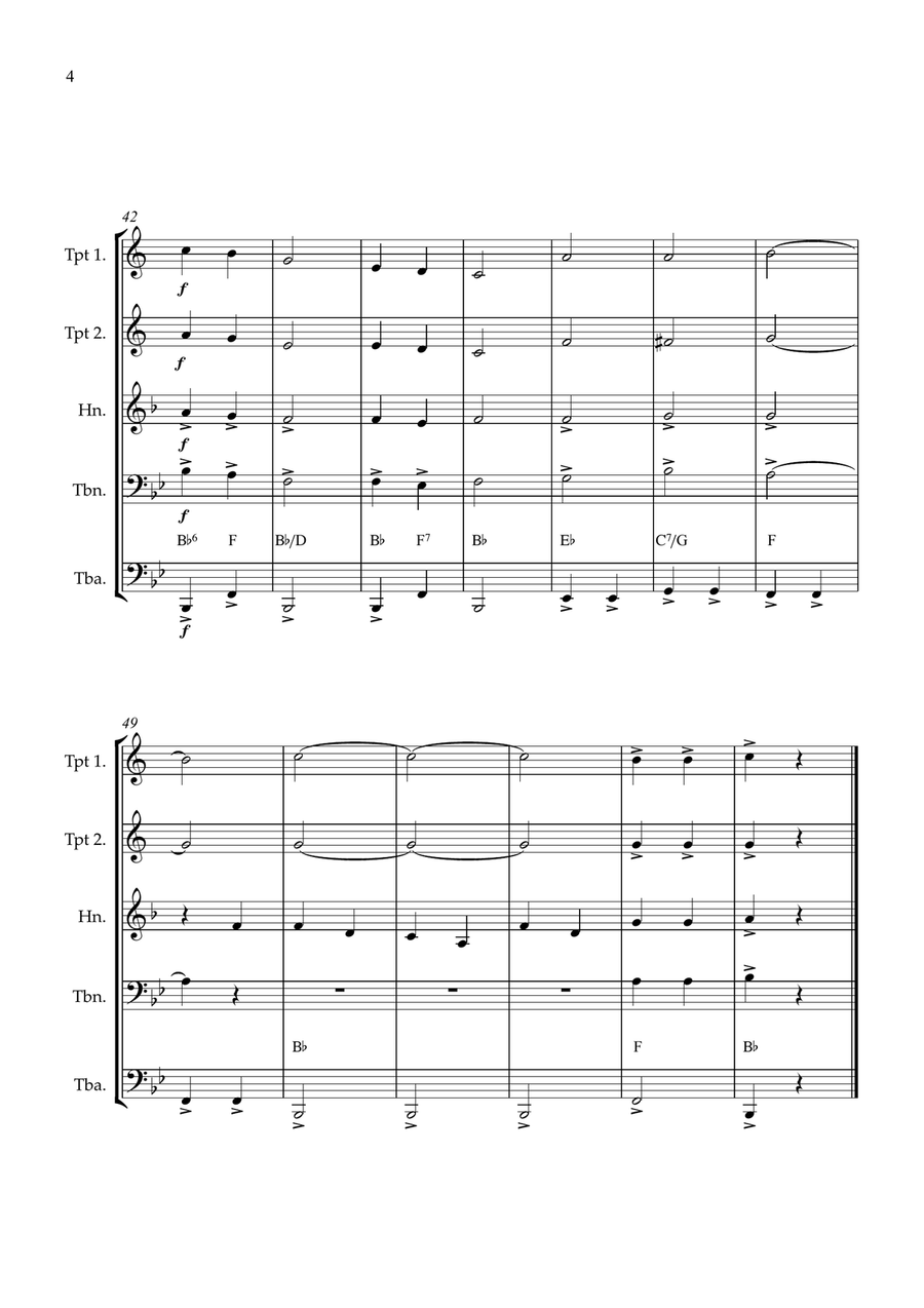 Joy To The World brass quintet easy beginner Brass Quintet scores gallery preview page 4