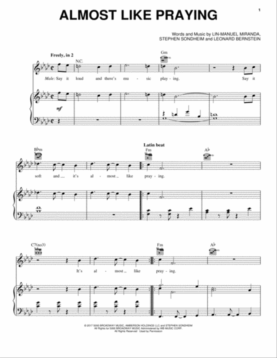 Almost Like Praying Piano, Vocal, Guitar scores gallery preview page 1
