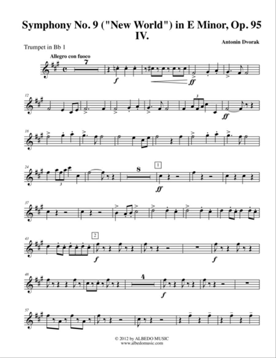 Dvorak Symphony No. 9 New World Movement IV Trumpet in Bb 1