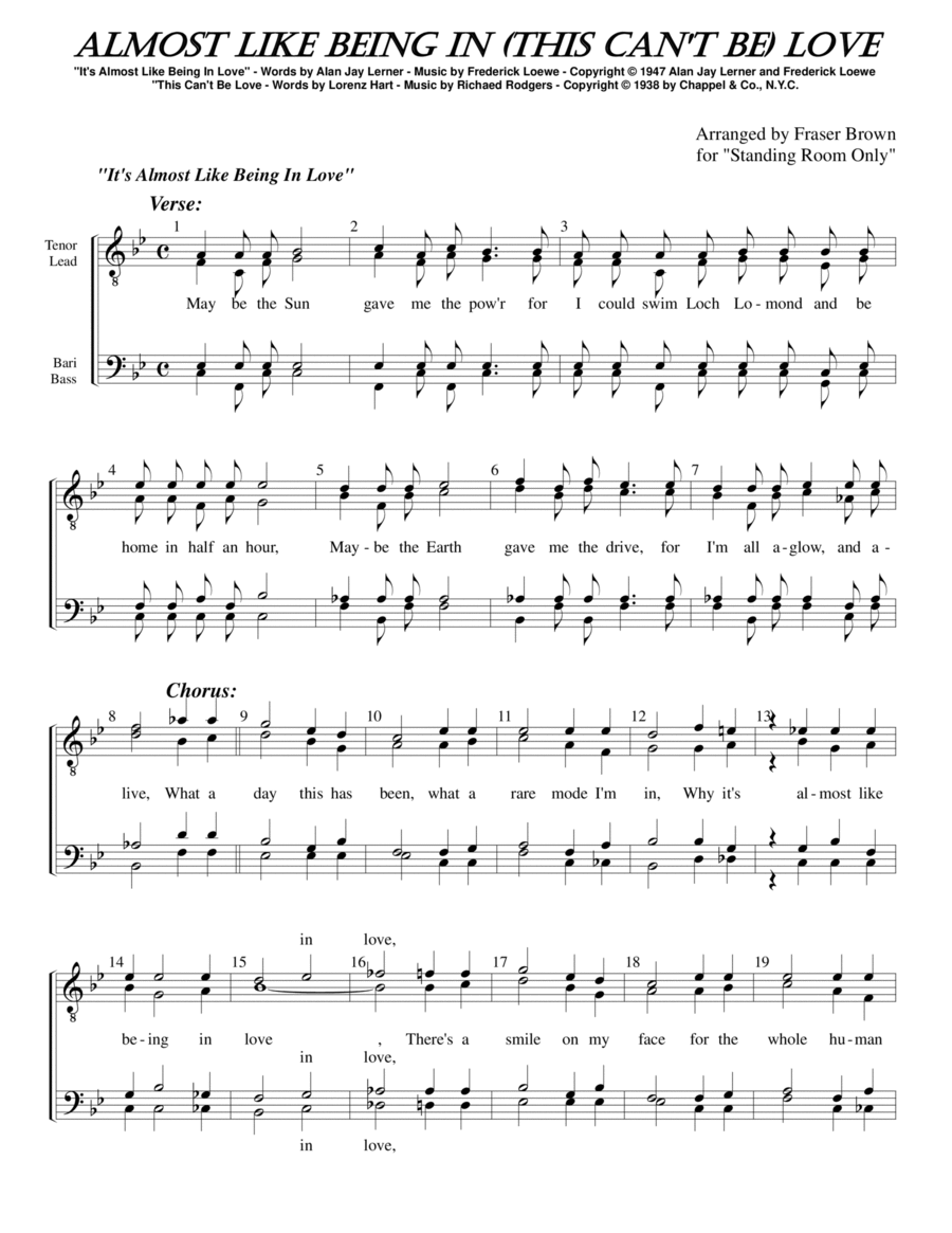 Almost Like Being In Love TTBB scores gallery preview page 1