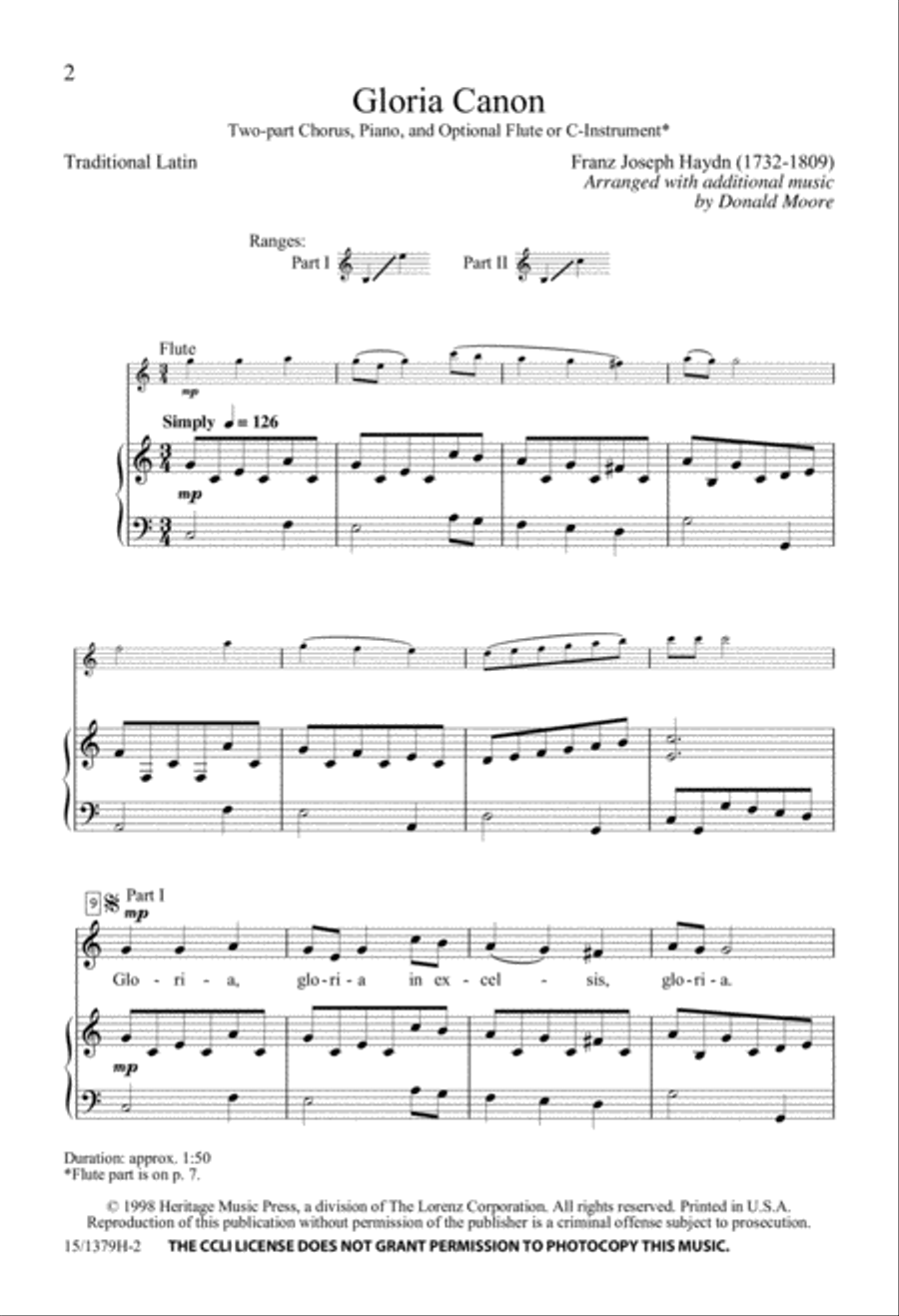 Gloria Canon 2-Part scores gallery preview page 2